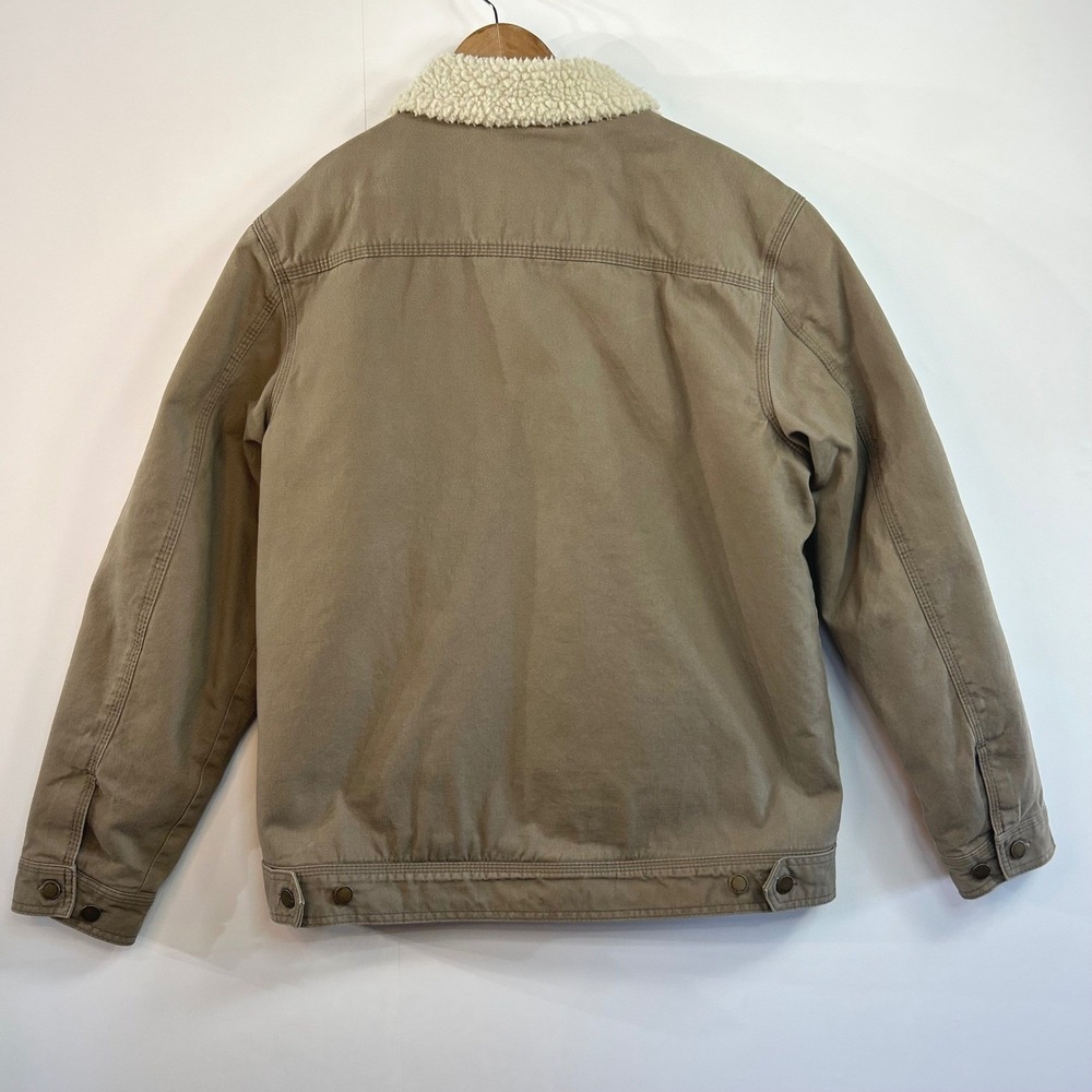 Coleman Gorpcore Sherpa Lined Canvas Jacket M Tan Workwear Rugged Trucker - Picture 3 of 8